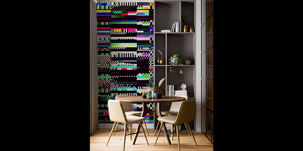 Renkli Dijital Glitch Efektli Modern Teknoloji Duvar Kağıdı 5399