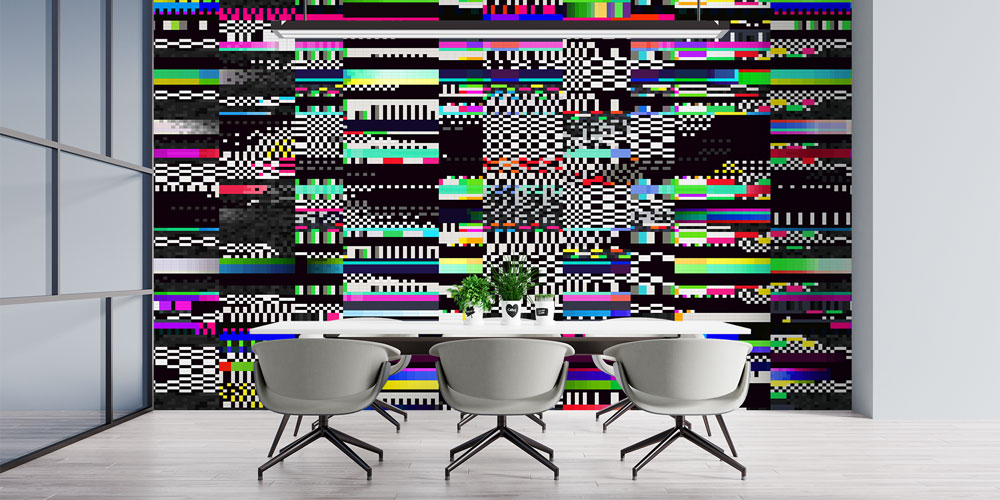 Renkli Dijital Glitch Efektli Modern Teknoloji Duvar Kağıdı 5399