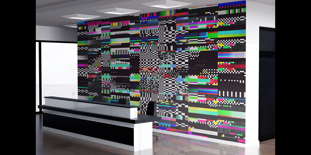 Renkli Dijital Glitch Efektli Modern Teknoloji Duvar Kağıdı 5399