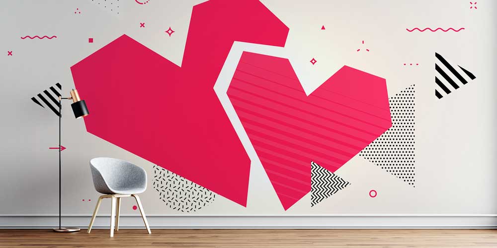 Modern Geometrik Kalp Duvar Kağıdı 4492