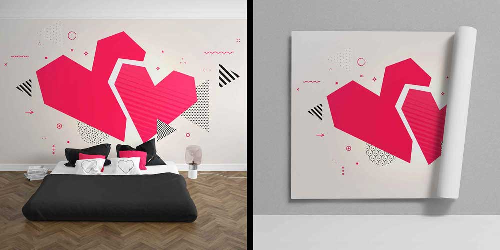 Modern Geometrik Kalp Duvar Kağıdı 4492