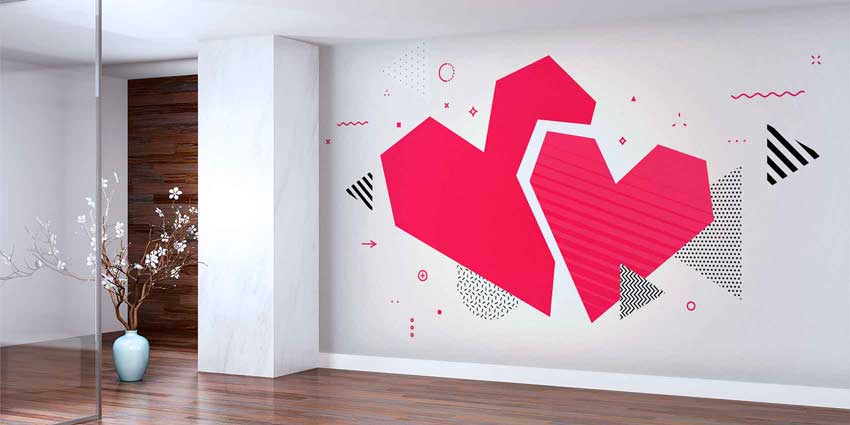 Modern Geometrik Kalp Duvar Kağıdı 4492