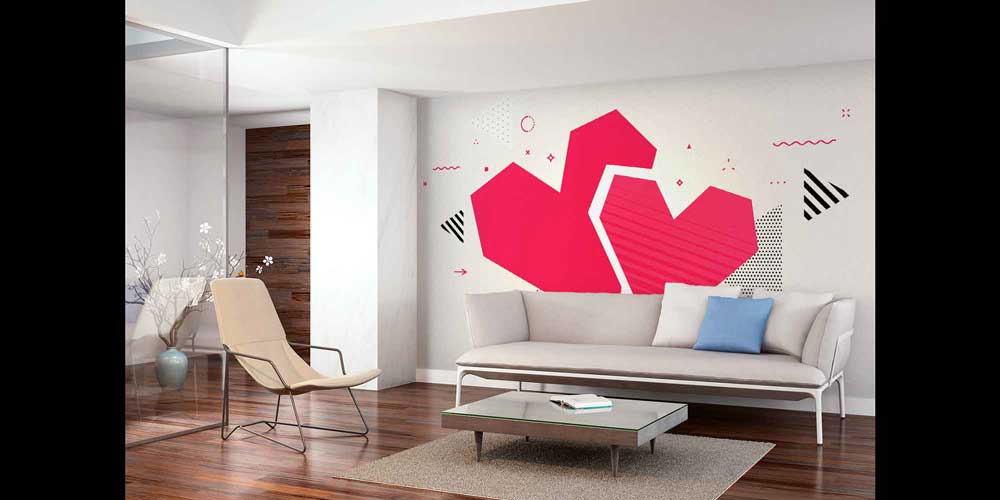 Modern Geometrik Kalp Duvar Kağıdı 4492