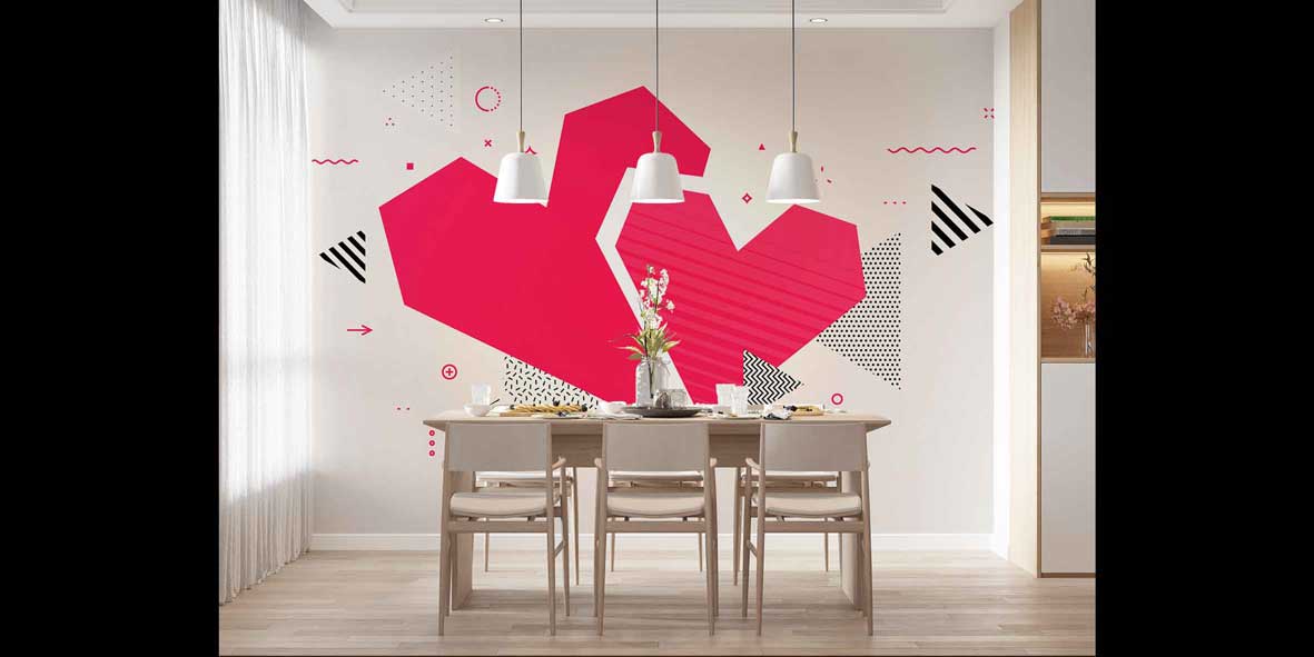 Modern Geometrik Kalp Duvar Kağıdı 4492