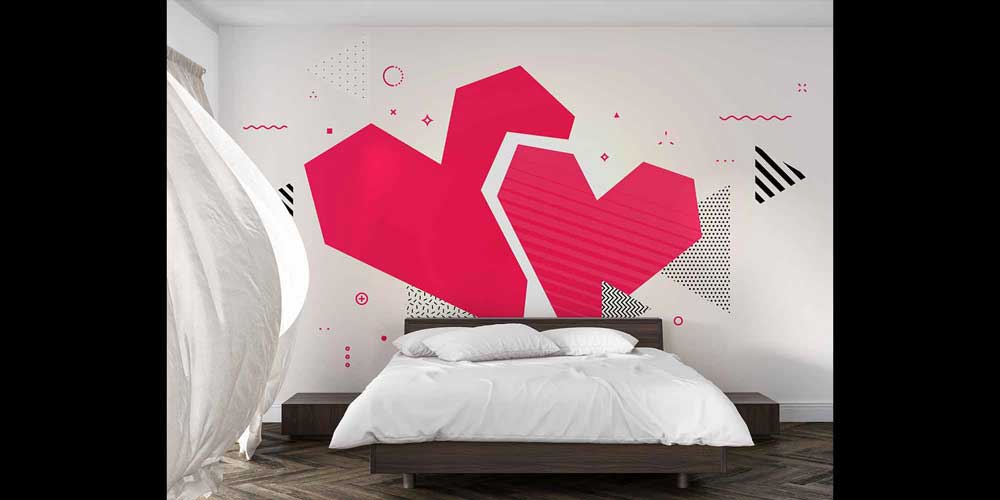 Modern Geometrik Kalp Duvar Kağıdı 4492