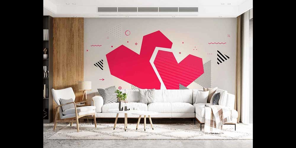 Modern Geometrik Kalp Duvar Kağıdı 4492