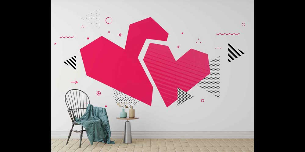 Modern Geometrik Kalp Duvar Kağıdı 4492