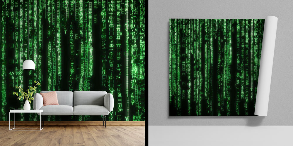 duvar-kagidi-turleri-5401-00 Yeşil Matrix Kod Efekti Teknoloji Duvar Kağıdı 5401