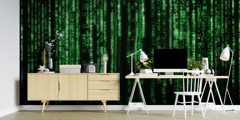 duvar-kagidi-turleri-5401-03 Yeşil Matrix Kod Efekti Teknoloji Duvar Kağıdı 5401