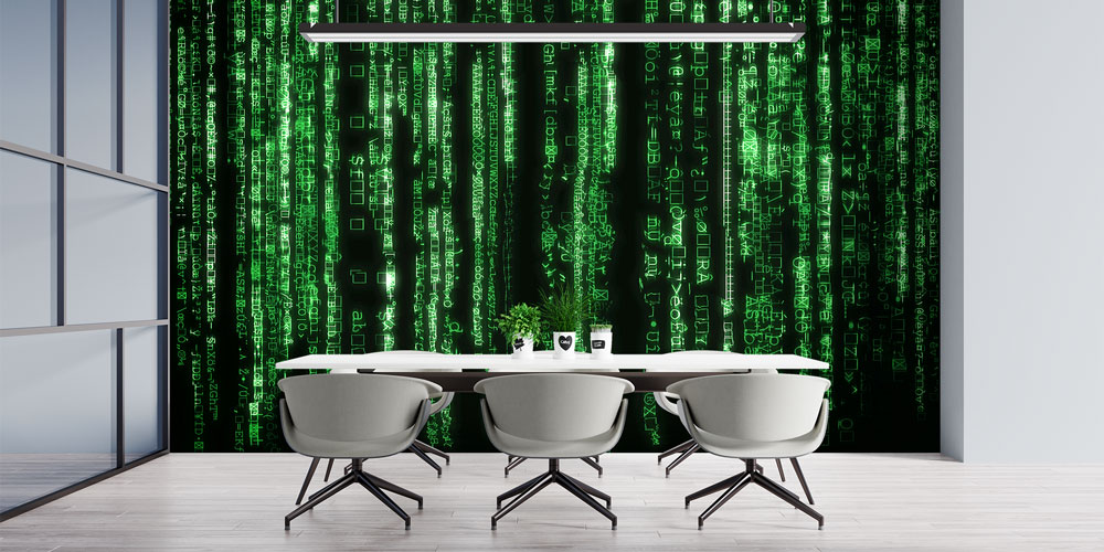 duvar-kagidi-turleri-5401-05 Yeşil Matrix Kod Efekti Teknoloji Duvar Kağıdı 5401