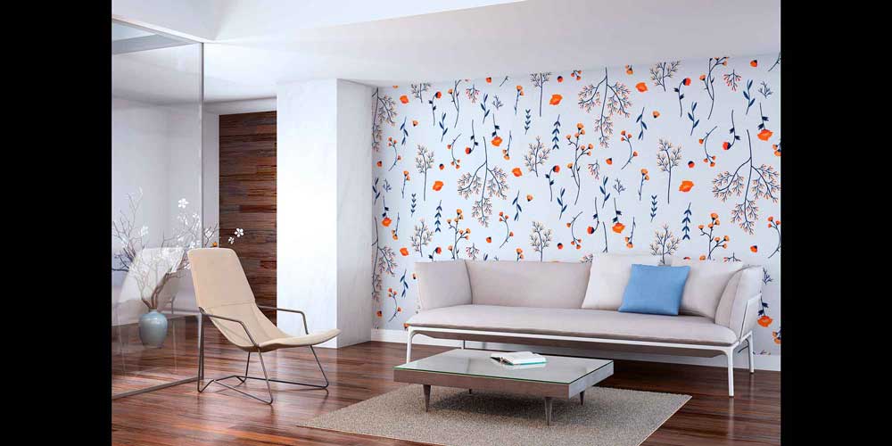 İnce Dal ve Çiçek Desenli Modern Botanik Duvar Kağıdı 4251