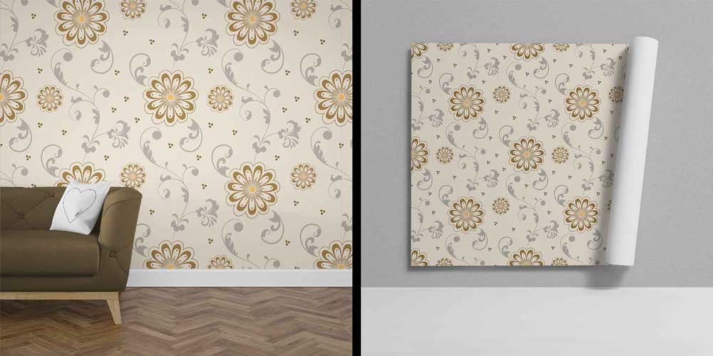 Klasik Çiçek Rozetli Dekoratif Duvar Kağıdı 4252