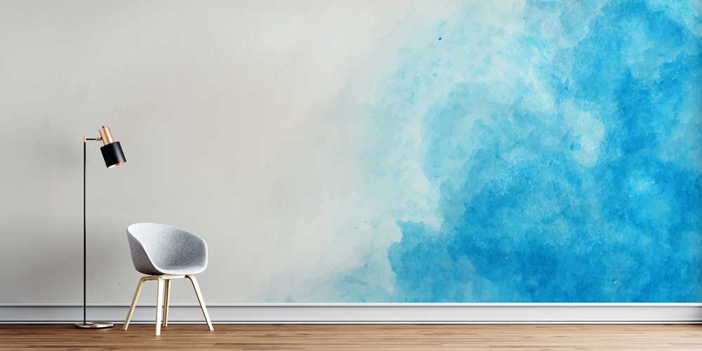 Mavi Bulut Efektli Soyut Sanat Duvar Kağıdı 4156