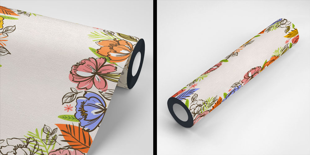 Renkli Çizgisel Çiçek Desenli Modern Duvar Kağıdı 4254