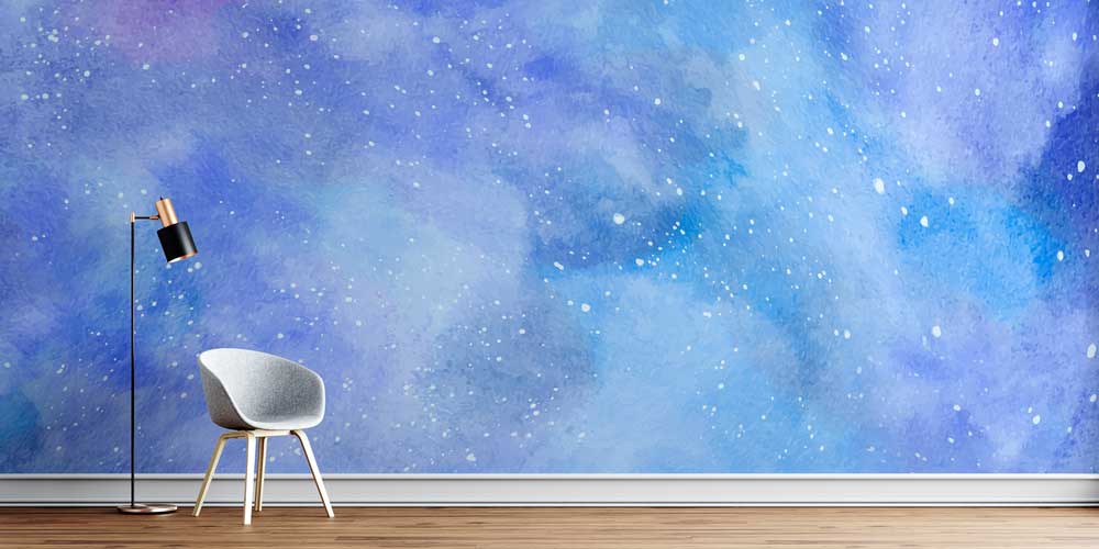 Mavi Galaksi Efektli Uzay Temalı Duvar Kağıdı 4335