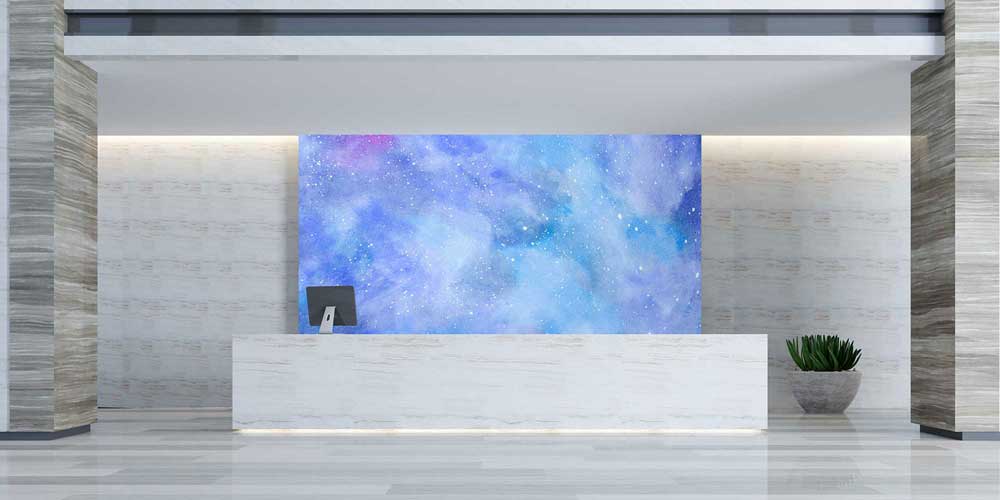 Mavi Galaksi Efektli Uzay Temalı Duvar Kağıdı 4335