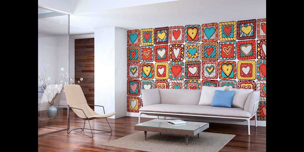 duvar-kagitlari-4496-02 Renkli Kalp Mozaik Duvar Kağıdı 4496
