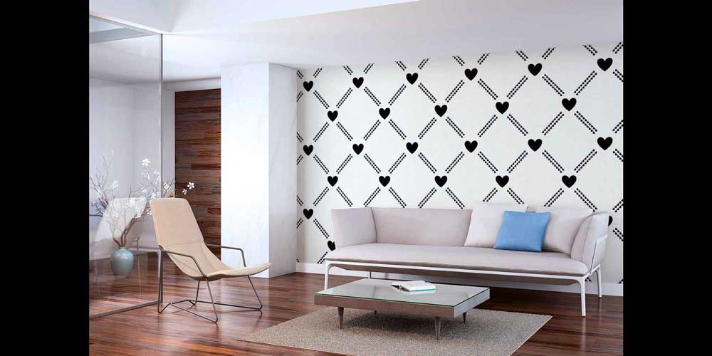 Minimal Kalp Desenli Duvar Kağıdı 4503