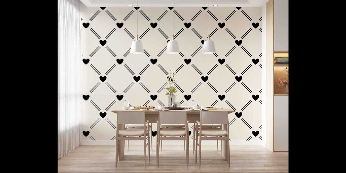 Minimal Kalp Desenli Duvar Kağıdı 4503