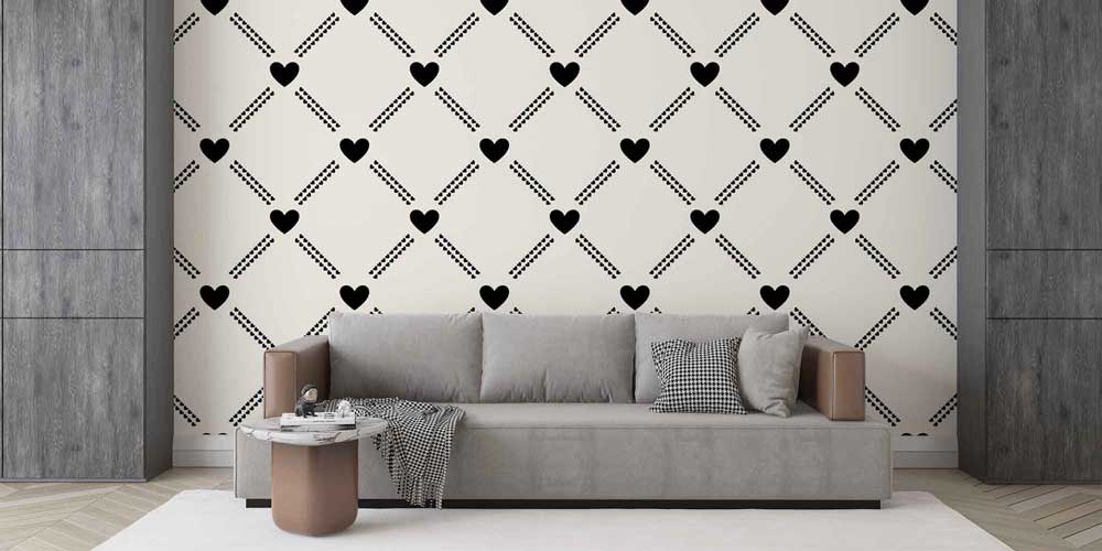 Minimal Kalp Desenli Duvar Kağıdı 4503