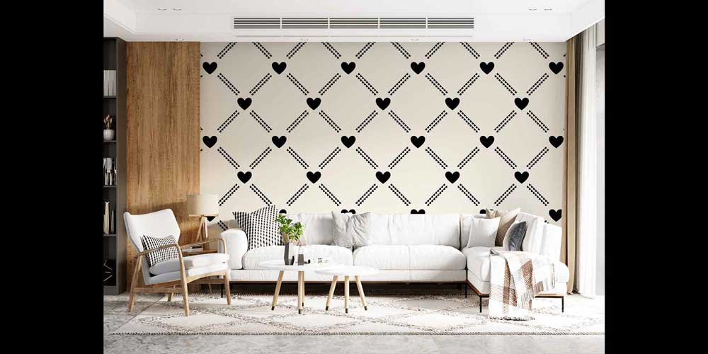Minimal Kalp Desenli Duvar Kağıdı 4503