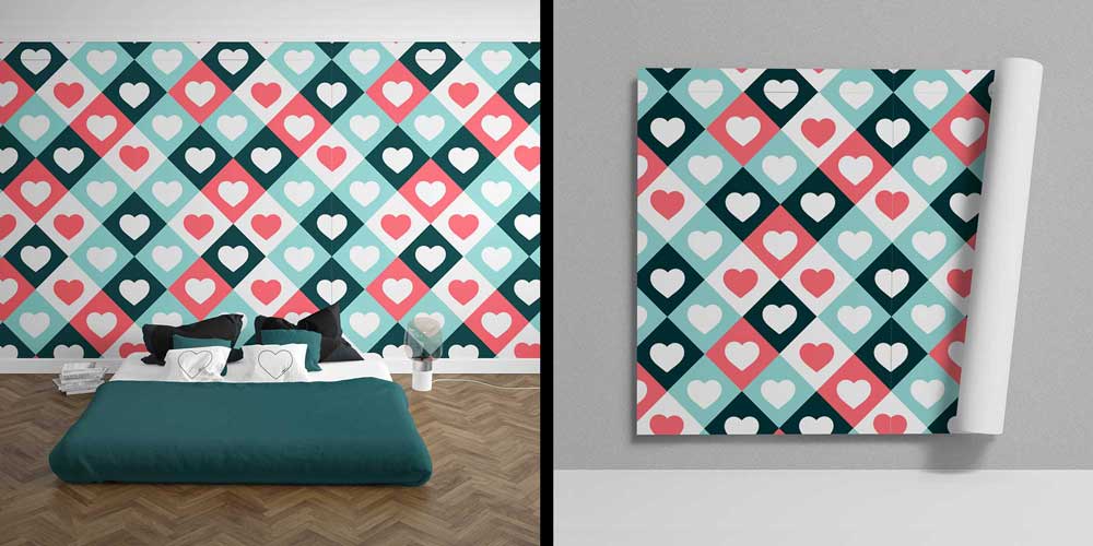 Baklava Desenli Kalp Duvar Kağıdı 4516