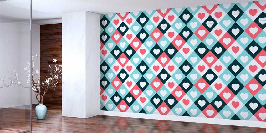 Baklava Desenli Kalp Duvar Kağıdı 4516