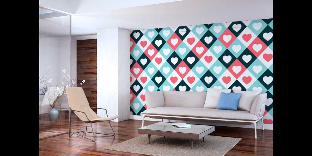 Baklava Desenli Kalp Duvar Kağıdı 4516