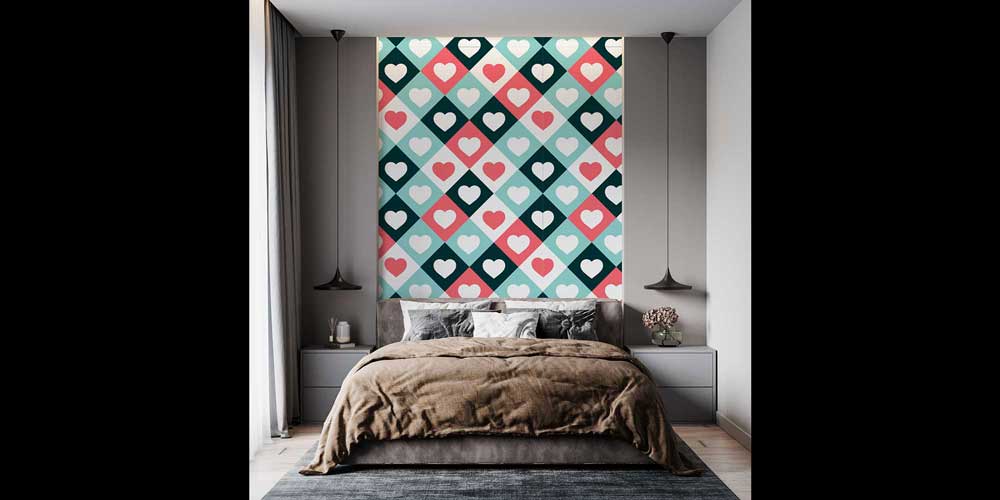 Baklava Desenli Kalp Duvar Kağıdı 4516