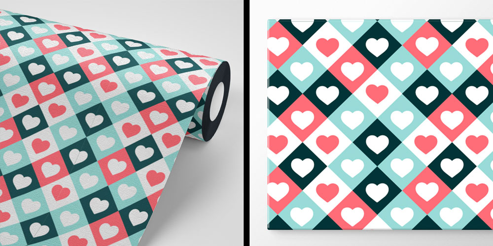 Baklava Desenli Kalp Duvar Kağıdı 4516