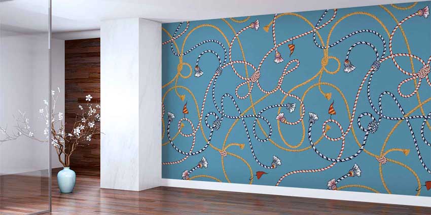 Halat ve Düğüm Desenli Deniz Temalı Duvar Kağıdı 4627