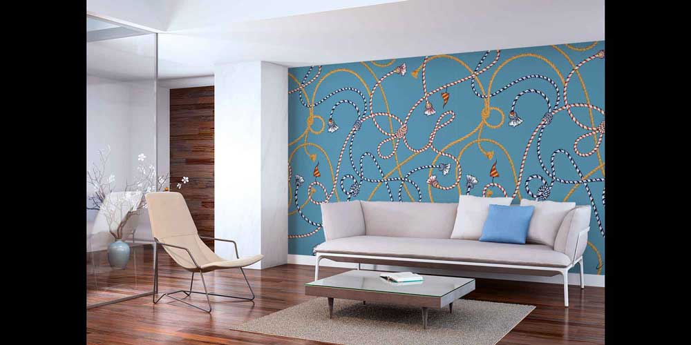 Halat ve Düğüm Desenli Deniz Temalı Duvar Kağıdı 4627