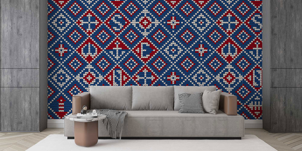 Etnik Kilim Desenli Geometrik Duvar Kağıdı 4628