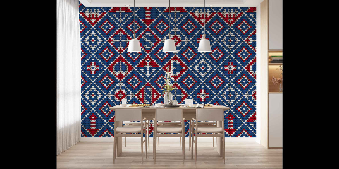 Etnik Kilim Desenli Geometrik Duvar Kağıdı 4628