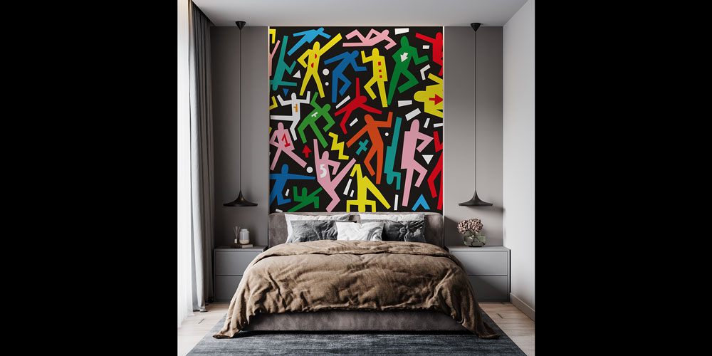 Renkli Grafik Dans Figürleri Temalı Duvar Kağıdı 5065