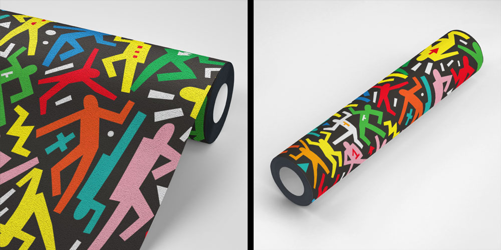 Renkli Grafik Dans Figürleri Temalı Duvar Kağıdı 5065