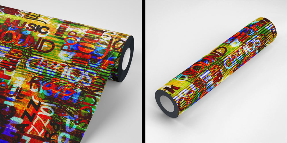 Tipografik Müzik Kelimeleri Temalı Renkli Duvar Kağıdı 5066