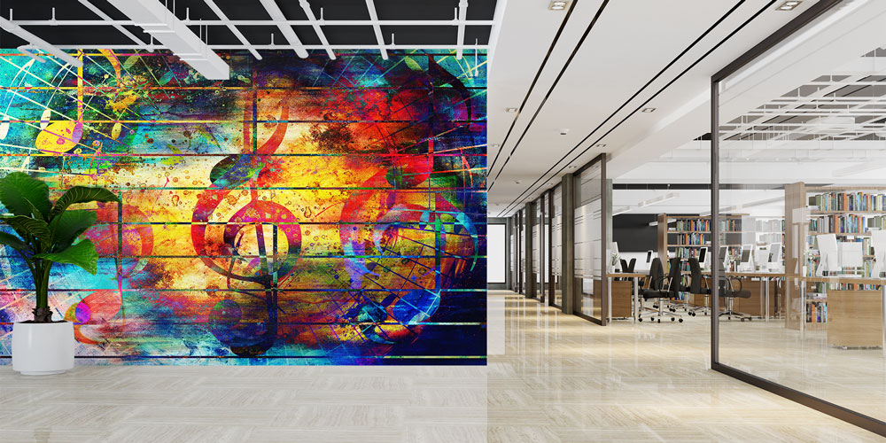 Renkli Nota ve Müzik Temalı Soyut Duvar Kağıdı 5067