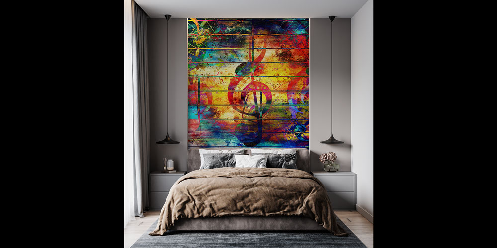 Renkli Nota ve Müzik Temalı Soyut Duvar Kağıdı 5067