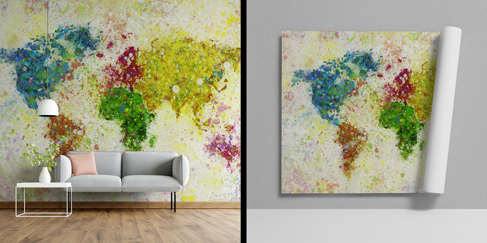 Renk Patlamalı Dünya Haritası Harita Sanatı Duvar Kağıdı 5120