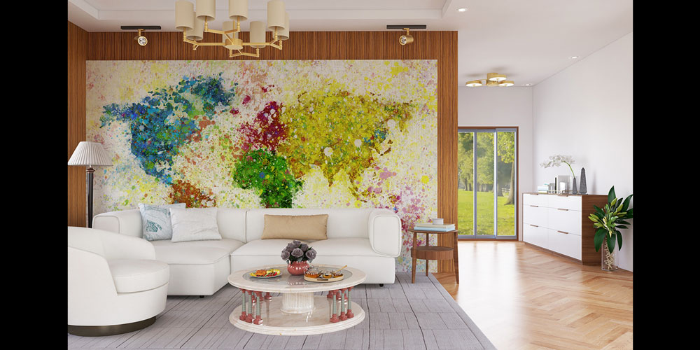 Renk Patlamalı Dünya Haritası Harita Sanatı Duvar Kağıdı 5120