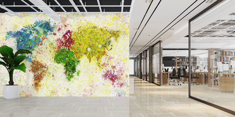 Renk Patlamalı Dünya Haritası Harita Sanatı Duvar Kağıdı 5120