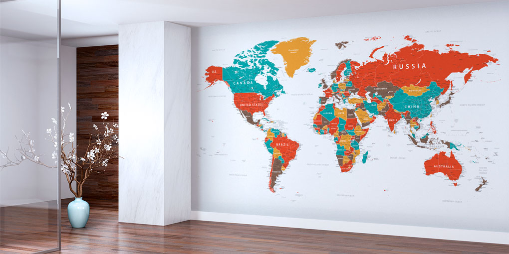 duvar-kagitlari-5128-01 Renkli ve Detaylı Siyasi Dünya Haritası Harita Sanatı Duvar Kağıdı 5128