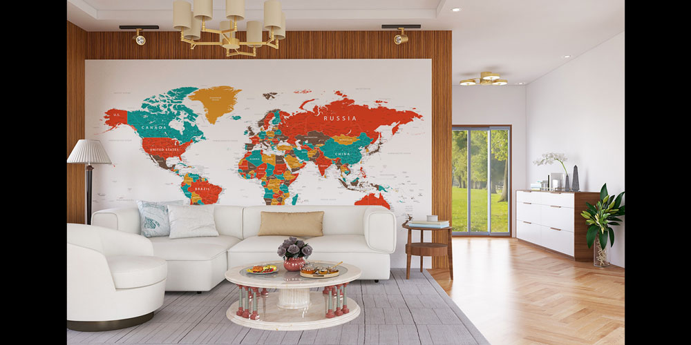 duvar-kagitlari-5128-02 Renkli ve Detaylı Siyasi Dünya Haritası Harita Sanatı Duvar Kağıdı 5128