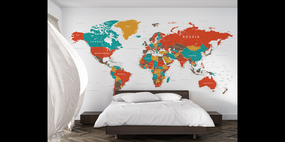 duvar-kagitlari-5128-05 Renkli ve Detaylı Siyasi Dünya Haritası Harita Sanatı Duvar Kağıdı 5128