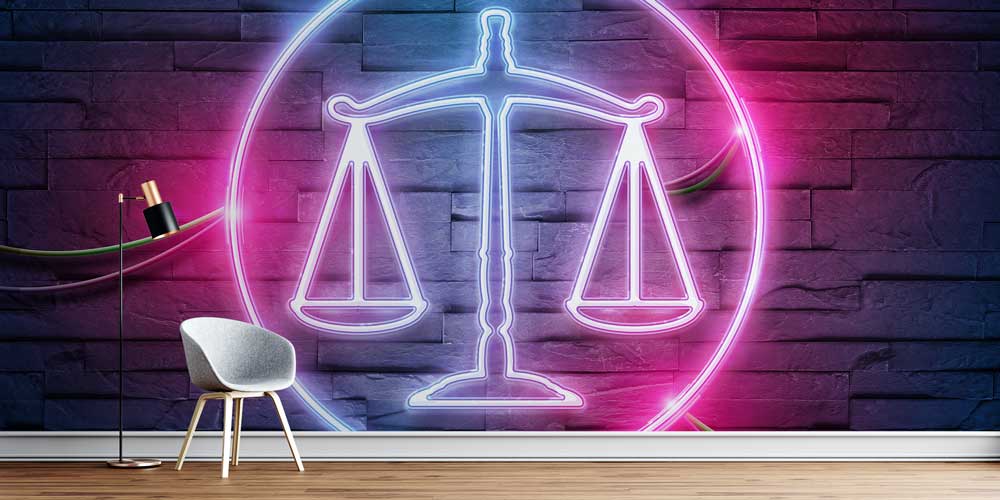 duvar-kagitlari-5284-0 Neon Adalet Terazisi Duvar Kağıdı – Hukuk Büroları için Modern Tasarım 5284