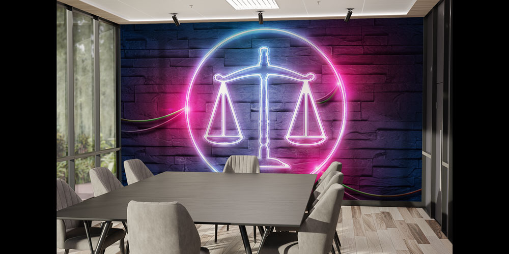 duvar-kagitlari-5284-02 Neon Adalet Terazisi Duvar Kağıdı – Hukuk Büroları için Modern Tasarım 5284
