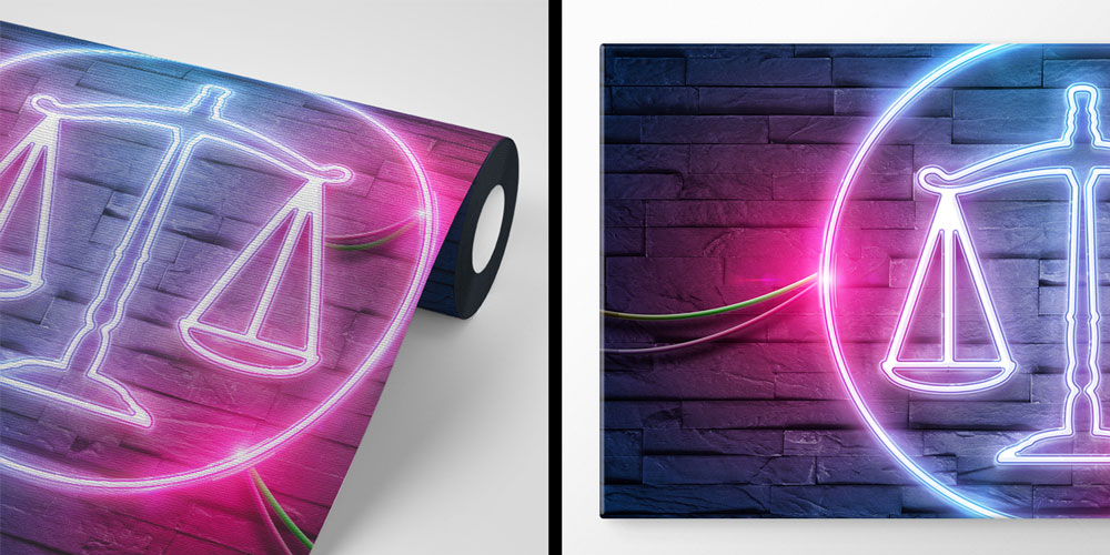 duvar-kagitlari-5284-05 Neon Adalet Terazisi Duvar Kağıdı – Hukuk Büroları için Modern Tasarım 5284