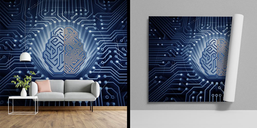 duvar-kagitlari-5482-00 Endüstriyel Devre ve Beyin Tasarımlı Duvar Kağıdı 5482