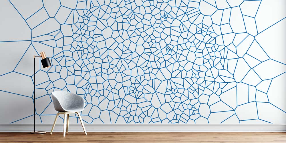 Geometrik Mavi Çizgili Modern Duvar Kağıdı 5563